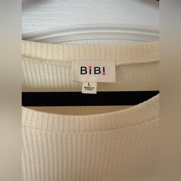 BiBi Cream Ribbed Knit Top - Picture 2 of 4